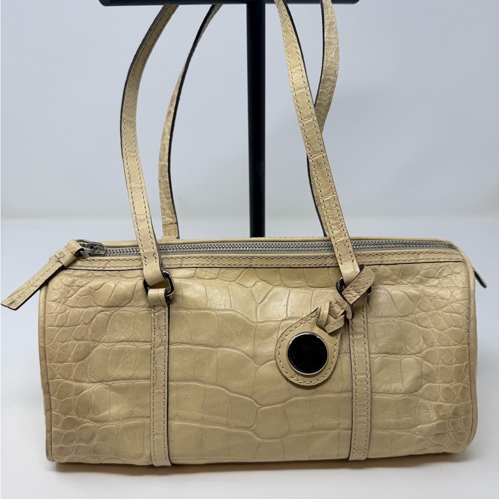 Dooney & Bourke Tan Crocodile-Embossed Barrel Shoulder Bag
